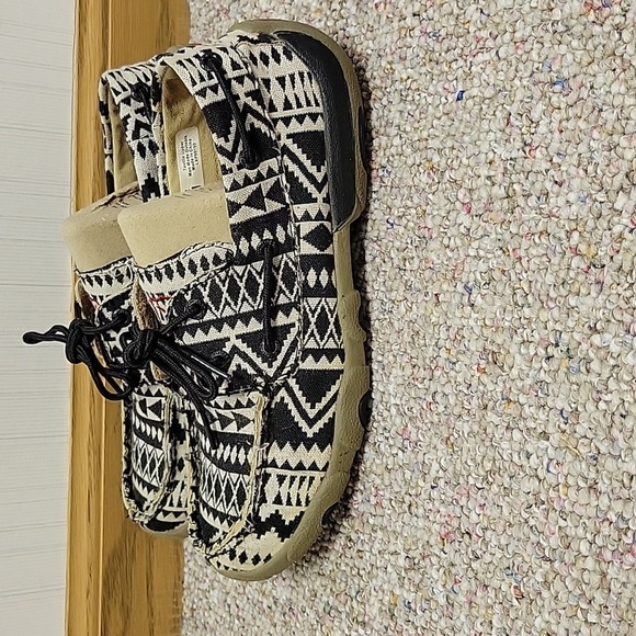 Twisted X Aztec Print Moccasin, Women's 7.5 Black White - Picture 3 of 9